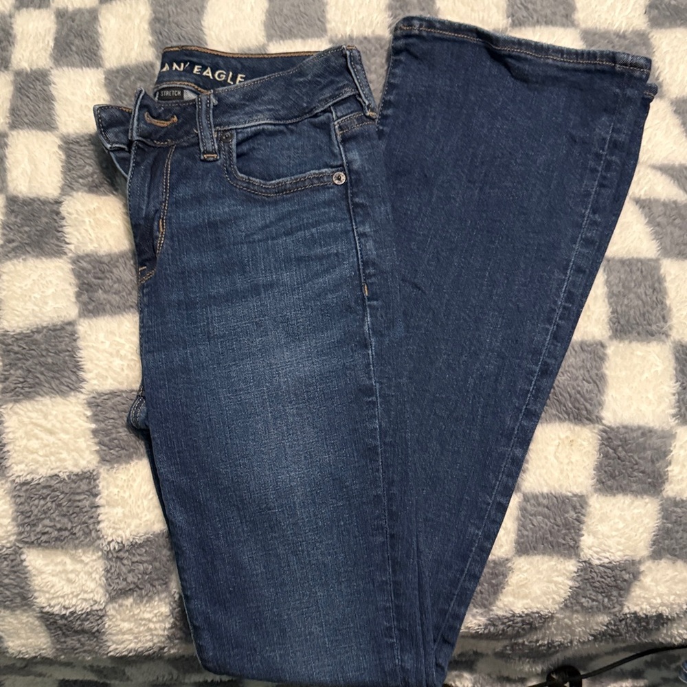American Eagle Outfitters Women's Dark Blue Straight Leg Jeans
